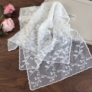 CRUSHES Solid Color Lace Bandana Embroidered Design Lace Material Lace Scarflet Exquisite Elegant Lace Square Scarf Sun Protection