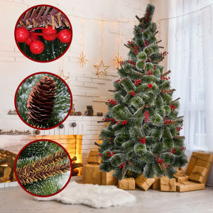 4/5/6/7/8 ft 2024 New Year Christmas Tree Pre-Decorated Artificial Holiday Xmas Trees Hinged Snow Flocked Branch Tips Christmas Tree