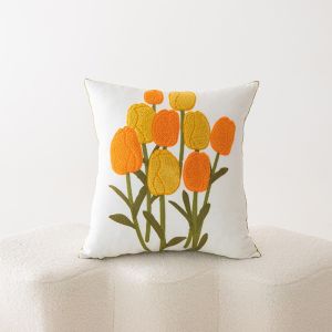 Flower Embroidered 45x45CM Throw Pillow Cover with Pastoral Style Living Room Sofa Cushion Waist Cover Simple Pillowcase