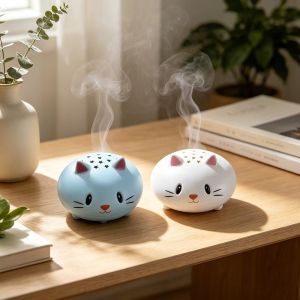 QUINT Cartoon Cat Mosquito Coil Burner Plastic Scalding-Proof Mosquito Coil Tray Unique Fireproof Incense Burner Indoor Use