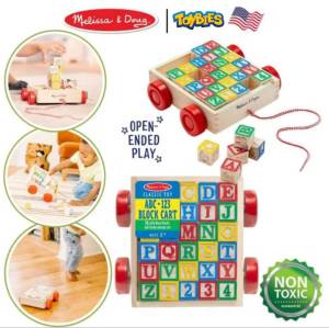 Melissa & Doug Classic ABC Block Cart : ชุดบล๊อกไม้ ABC พร้อมรถเข็นไว้ลากจูน ของเล่นไม้ ลูกบาศก์ ลูกเต๋า ของแท้ USA (สำหรับเด็ก2ปี+)
