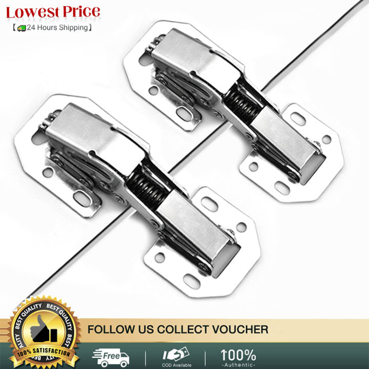 【🚛24 Hours Shipping】4pcs Hinge 90 Degree NoDrilling Hole Cupboard Door Hydraulic Hinges