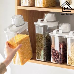 Home Signature Airtight Can Storage Box Rice Oatmeal Cereal Grain Plastic Transparent Flour Storage Tank Grains Separate Snacks
