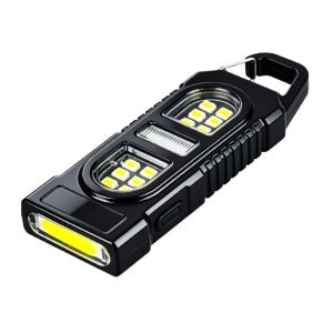 Chống thấm nước Đèn pin móc khóa COB Độ sáng cao Di động Đèn móc khóa mini Nhỏ gọn Có thể sạc lại qua cổng USB. Đèn cảnh báo Chạy bộ vào ban đêm.
