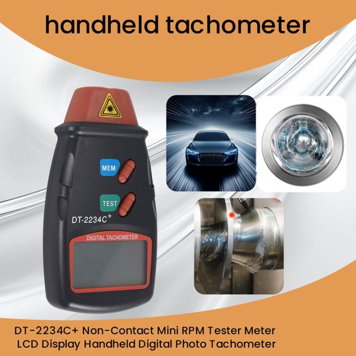 Digital Tachometer, DT-2234C+ Non-Contact Mini RPM Tester Meter LCD ...