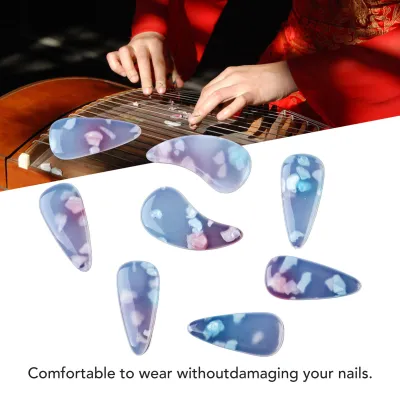 Guzheng Nail Covers Elastic Finger Picks Professional Non Deformable Fine Workmanship 8Pcs Easy To Remove for Performance