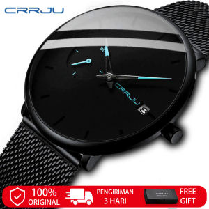 CRRJU Jam Tangan Pria Sangat Tipis 100% Korea Fashion Cowok Kado Ulang Tahun Jam Anti Air Quartz Arloji Tahan 2258