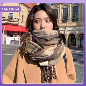 【YANXING4】 แฟชั่นใหม่ผ้าพันคอลายสก็อตสำหรับฤดูหนาวผ้าแคชเมียร์เทียมแบบคลาสสิกสำหรับผู้หญิงฤดูใบไม้ร่วงและฤดูหนาว