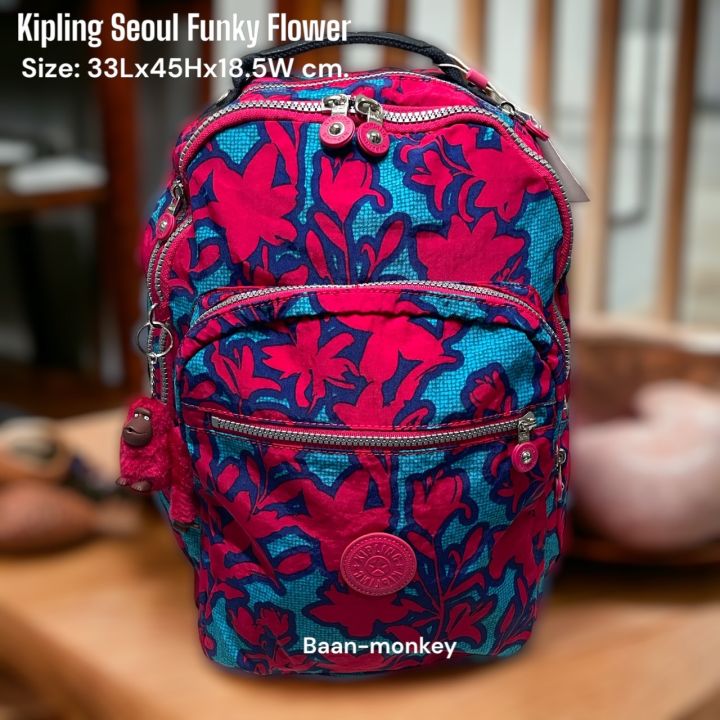 KIPLING SHOP ของแท้เบลเยี่ยม กระเป๋าเป้ KIPLING SEOUL FUNKY FLOWER