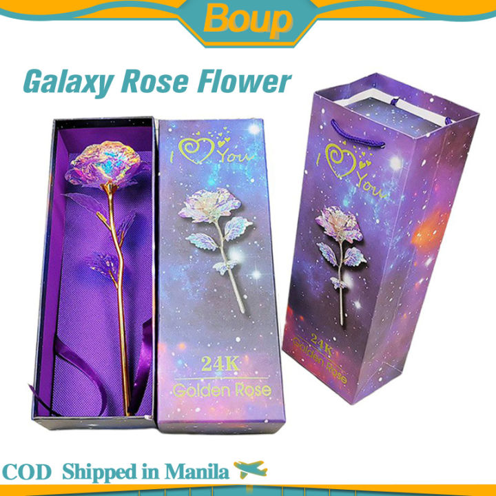 Galaxy Forever Rose Flower 24K Gold Foil Roses Galaxy Rose With Box ...