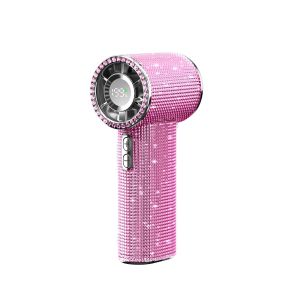 TUO29 Small Size Rhinestone Handheld Fan Digital Display Long-Lasting Bladeless Personal Fan Sparkling Quiet Operation Mini Cooling Fan Outdoor Use