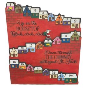 DHCRP Castle Shaped Christmas Advent Calendar with Santa Claus Three-dimensional Christmas Countdown Calendar Home Desk Decoration Wood Ornaments Gift