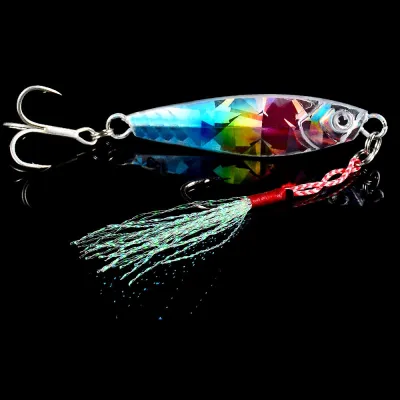 1pcs Jigging Hook Spinner Bait 7g/10g/15g/20g/30g Laser Metal Jig Umpan Casting Spoon Fishing Lure