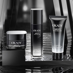 Oupei Men S Volcanic Rock Cleansing Moisturizing Three-Piece Set Moisturizing Facial Penjagaan Lelaki Bera Barang Penjagaan Kulit Set
