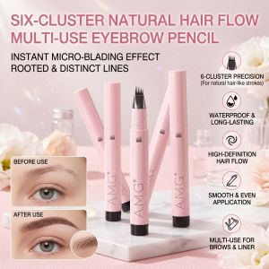 Natural Eyebrow Pencil Multi Use Eyebrow Pen Waterproof Long Lasting 6 Cluster Hair Like Effect Eyebrow Makeup Tool