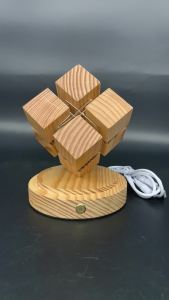 Modern Geometric Cube LED Night Light USB Rechargeable Solid Rubberwood Desk Lamp Touch Control Cordless Bedside Table Light Ambient Home Decor For Bedroom Living Room