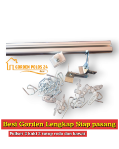 Batang gorden tiang gorden rell besi korden ukuran siap pasang 50cm 100cm 150cm Free kawat+roda