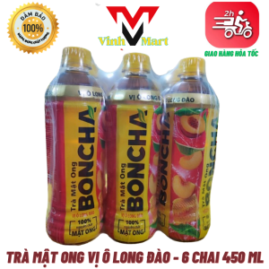 BONCHA Honey Tea Peach Flavor 6-Pack 450ml Bottles - Healthy Fruit Drink
