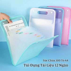 Túi Cặp File Đựng Giấy Tờ Tài Liệu 12 Ngăn Khổ Giấy A4 Đứng Đa Năng và Tiện Dụng