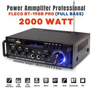 Amplifier Power 2000 Watt Full Bass Fleco BT-198B PRO Audio Penguat Suara Full Bass & Treble | Ampli ORIGINAL FLECO BT 198B PRO Power Amplifier Bluetooth Karaoke + Mp3 player + FM Radio | TOKO SINAR AUDIO