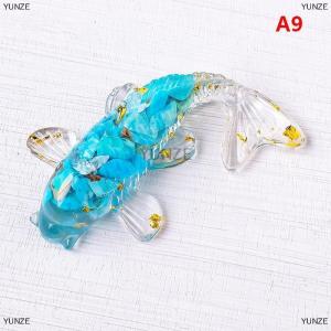 [COD] YUNZE Stone Gravel Lucky Koi Fish Figurine Resin Mini Quartz Fancy Carp Statue Home Decor Desk Ornament Gift