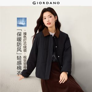 Giordano Beau Monde Women Corduroy collar triple-protection padded jacket Free Shipping 13376755