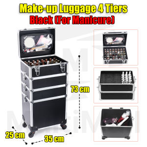 Make Up Luggage 4 Tiers - Manicure | Make up Organiser Bag Cosmetics Technician Train Box Professional 3 in 1| Make Up Organiser| Luggage| Make Up Organiser| Make Up Storage Box| Make Up Storage| Make Up Storage Travel Cosmetic|