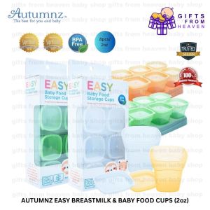 AUTUMNZ EASY Breastmilk & Baby Food Storage Cups (2oz)- White/OceanBlue/Plum