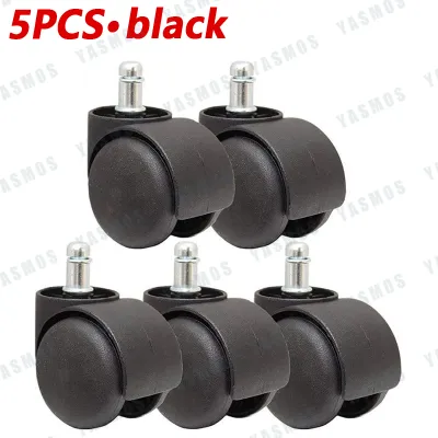 5PCS Office Chair Caster Wheels For Hardwood Floors and Carpets2 Inch (Black)