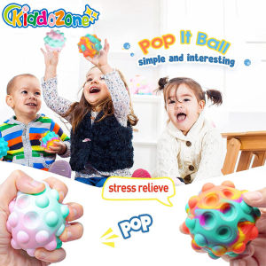 KiddoZone Pop It Fidget Toy 3D Fidget Pop It Ball Pop Stress Sensory Toys Balls Silicone Anti Stress Fidget Ball Kids Toys Gift