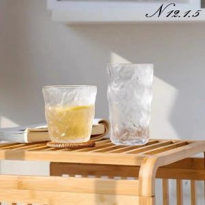 Bộ 6 Ly thủy tinh decor chịu nhiệt vân nhám phong cách Hàn Quốc Cao Cấp