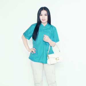 Putri Nasya Atasan OverSize / Atasan Lengkap L 2L 4L Model Blus Jumbo Kerja / Pakaian Kekinian / Atasan Over Size Kantor Kerja / Blus Bigsize Formal Bahan Katun / Baju Model Tangan Pendek Panjang Polos Crew Neck Dusty Pink Turkish Green Sage Soft Pink