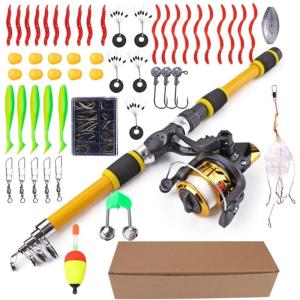 Telescopic Rod Fishing Reel with Float Baits Metal Hook and Oval Stopper Fishing Gear Tackles Accessories for Adult Teen