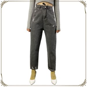 Celana Jeans Wanita Ripped Jeans Highwaist / Celana Jeans Sobek Boyfriend Celana Panjang Wanita Kekinian SE P580