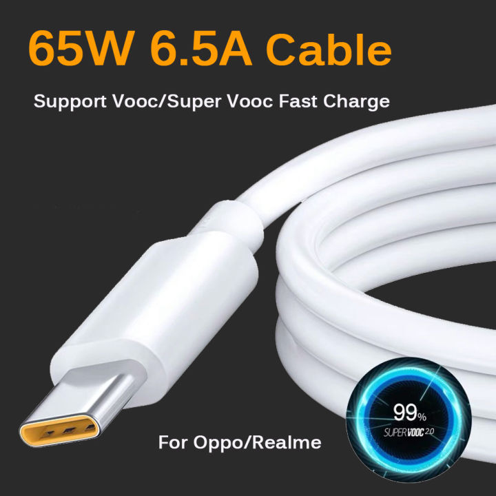 For Original Super VOOC 65W USB C Cable Fast Charging 2M