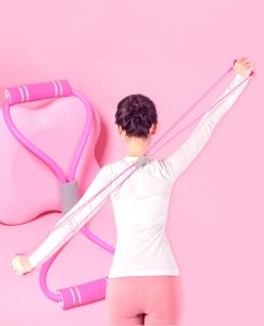 *SG seller* Figure 8 Rally Back Stretch Belt Home Trainer Elastic Rope Pull strap Arm Shoulder Neck Yoga Fitness Equipment Practical strap Yoga belt Excercise belt