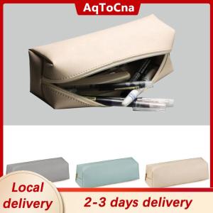 [COD] AqToCna Ship within 24 hours Student School Supplies Large Capacity PU Leather Pencil Bag Stationery Holder Case Storage Box Zipper Pencil Pouch