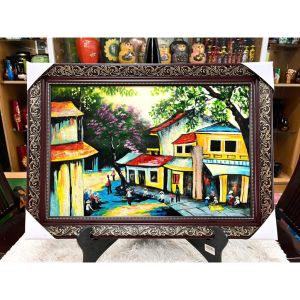 Tranh Sơn Mài Thanh Bình Lê – PHỐ CỔ | size 40x60 cm – Nghệ Thuật Thủ Công – Trang Trí Sang Trọng