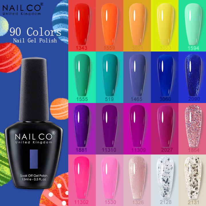Nail Co 15ml Glass Bottle Color Gel Nail Soak Off Polish UV LED Gel Varnishes Semipermanent