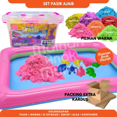 Paket Pasir Ajaib Set Magic Sand 1 KG / Cetakan Sekop Alas Balon Full Set Mainan Edukasi Anak