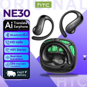 HTC NE30 Translator Earphone AI Translation Bluetooth 6.0 Earphone OWS Earphone Open Ear IPX5 OWS HiFi Stereo HD Call Wireless Earphone