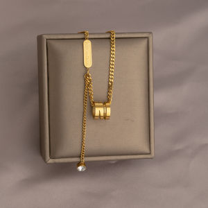 AE Non-fading titanium steel necklace for women light luxury niche design simple gold-tone high-end feel choker collarbone chain accessory
