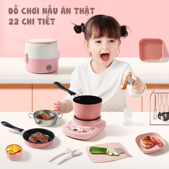 Đồ chơi nấu ăn thật 22 chi tiết, đồ chơi nhà bếp mini cho bé trải ...