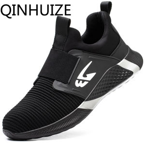 QINHUIZE 2021 new men work shoes safety shoes men work boots anti-puncture safety shoes man light steel toe shoes