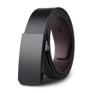 Men Belt Mens 3.3cm Business Genuine Cow Leather Belt Toothless Automatic Buckle Suit Pants Belts for Men 105-130cm