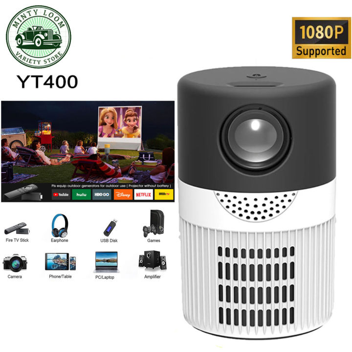 YT400 Mini Projector LED Portable Video Projector Compatible with HDMI