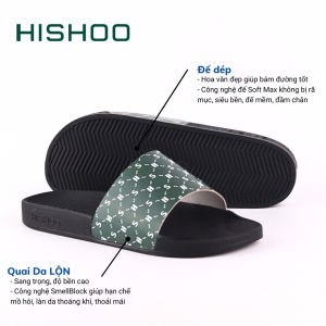 Dép quai ngang slipper BIG SIZE HS Monogram cao cấp nam nữ HISHOO siêu nhẹ da bò size 36-45 U113