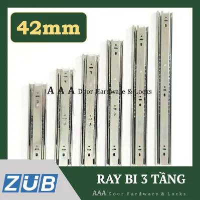[3 Bi Trắng] Bộ 2 thanh ray trượt hộc tủ - Ray trượt 3 bi 3 tầng ngăn kéo tủ bản 42mm