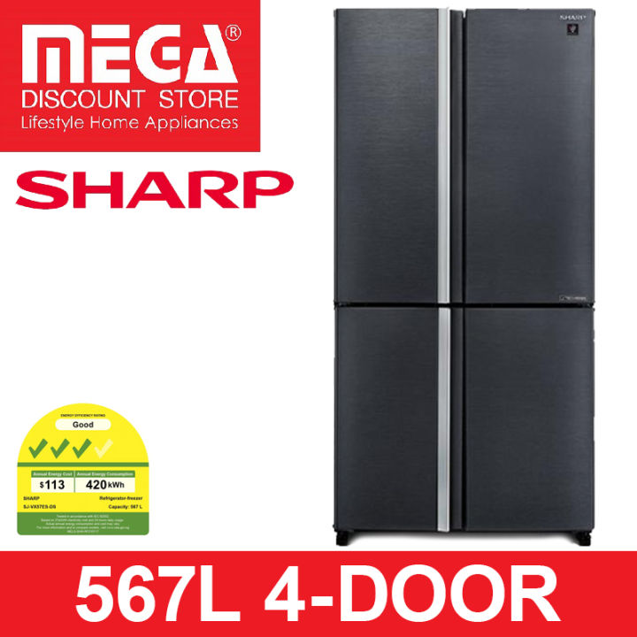 SHARP SJ-VX57ES-DS 567L 4-DOOR FRIDGE (3 TICKS) | Lazada Singapore