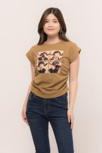 RIMINI - Atasan Cewek Kaos Holiday Lengan Pendek Serut S-XL - Fiorin Top CC30408